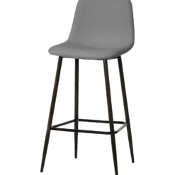 Sgabello Alto tessuto in Lino Grigio