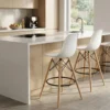 Sgabello Nordica in Polipropilene Bianco con gambe in legno