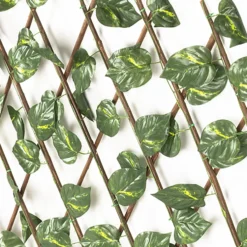Siepe Artificiale Estensibile con foglie di Epipremnum Aureum Verde h100x190 cm