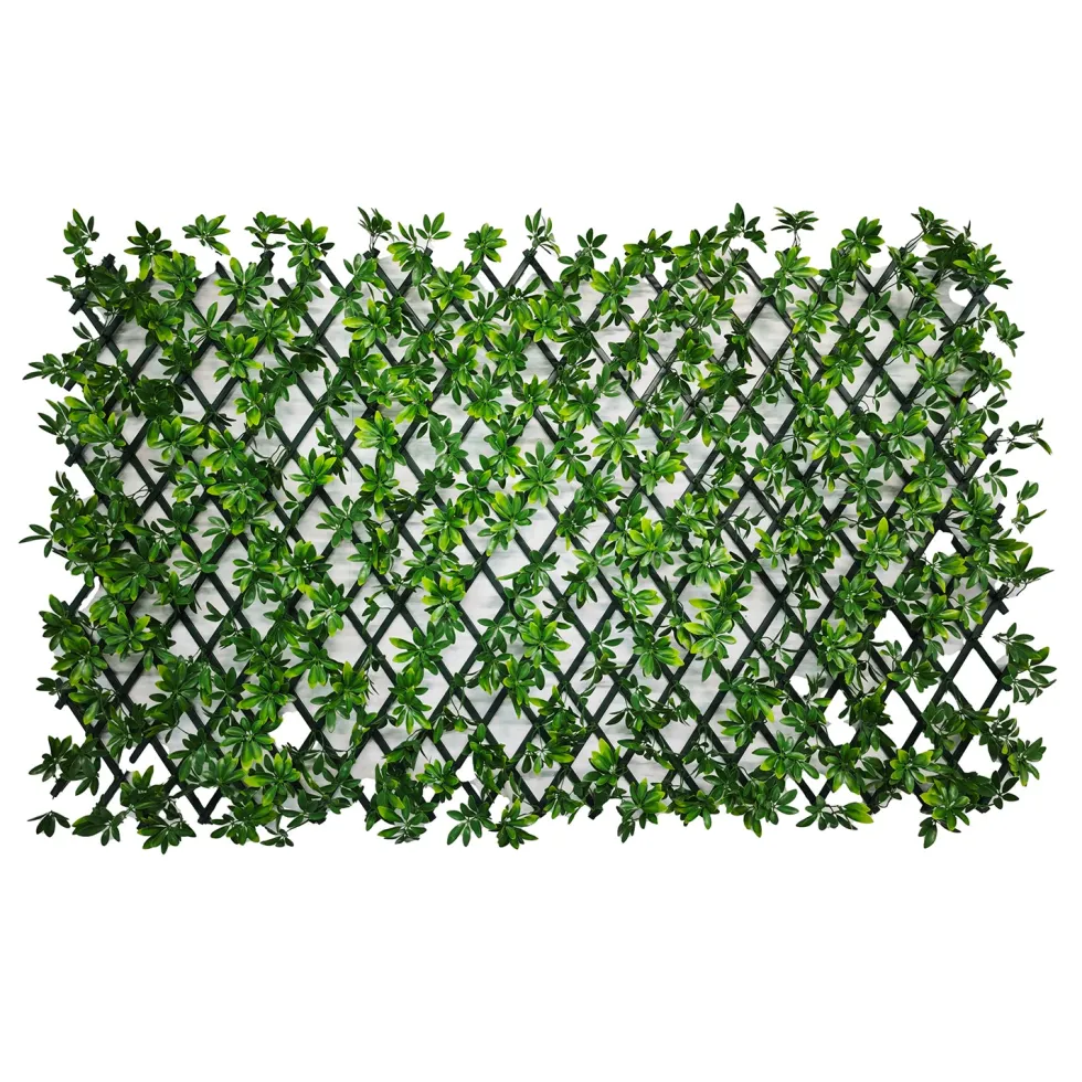 Siepe Artificiale Estensibile con foglie di Schefflera Verde h28x280 cm