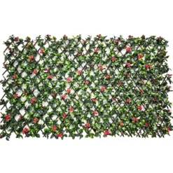 Siepe Artificiale Estensibile Foglie con Fiori h90x180 cm