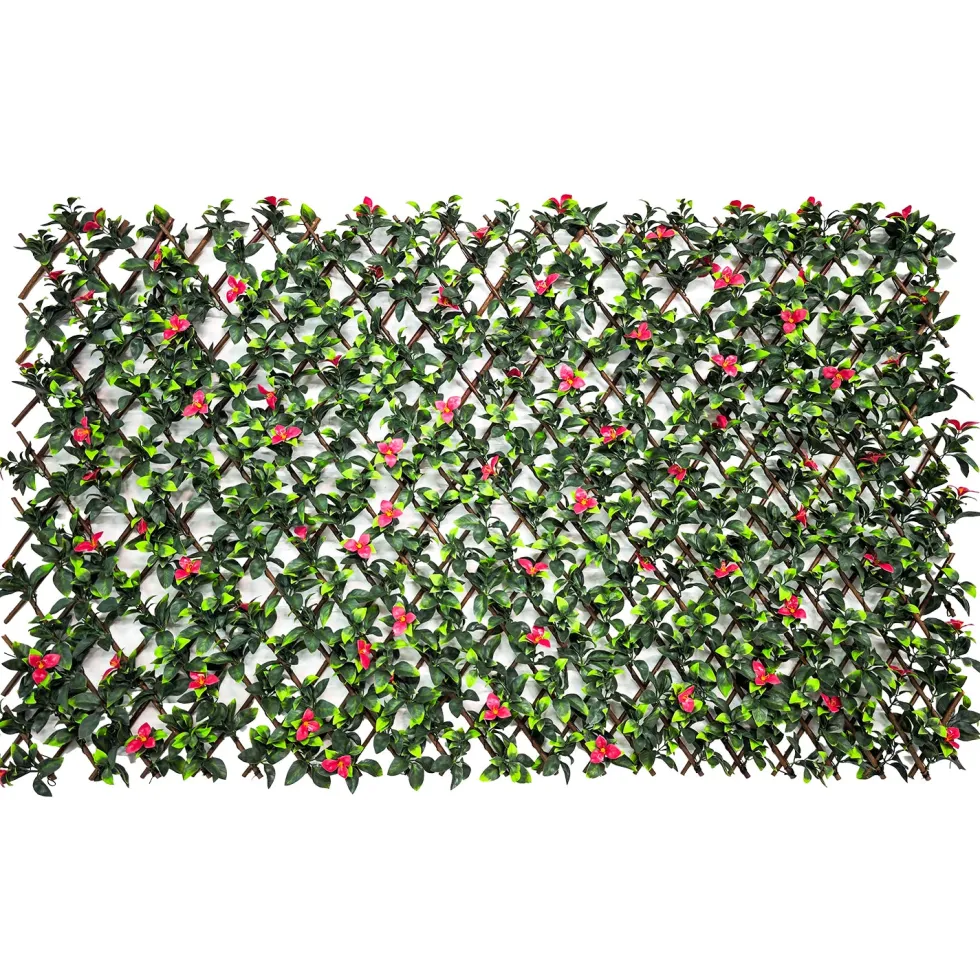 Siepe Artificiale Estensibile Foglie con Fiori h90x180 cm
