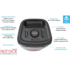Speaker Bluetooth Altoparlante Partybox DJX501B Luci RGB