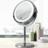 Specchio Luminoso LED Touch da Tavolo 3x in Metallo e Vetro
