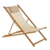 Spiaggina con Cuscino in Alluminio Effetto Legno con Tessuto Tortora h85x107x61,5 cm
