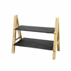 Stand in legno di pino con 2 ripiani in ardesia