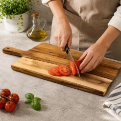 Tagliere Rettangolare con Manico Linea Acacia