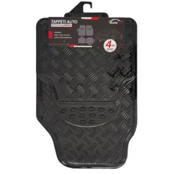 Tappetini Auto Universali in Pvc e alluminio Nero set 4 pezzi
