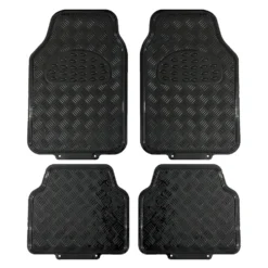 Tappetini Auto Universali in Pvc e alluminio Nero set 4 pezzi