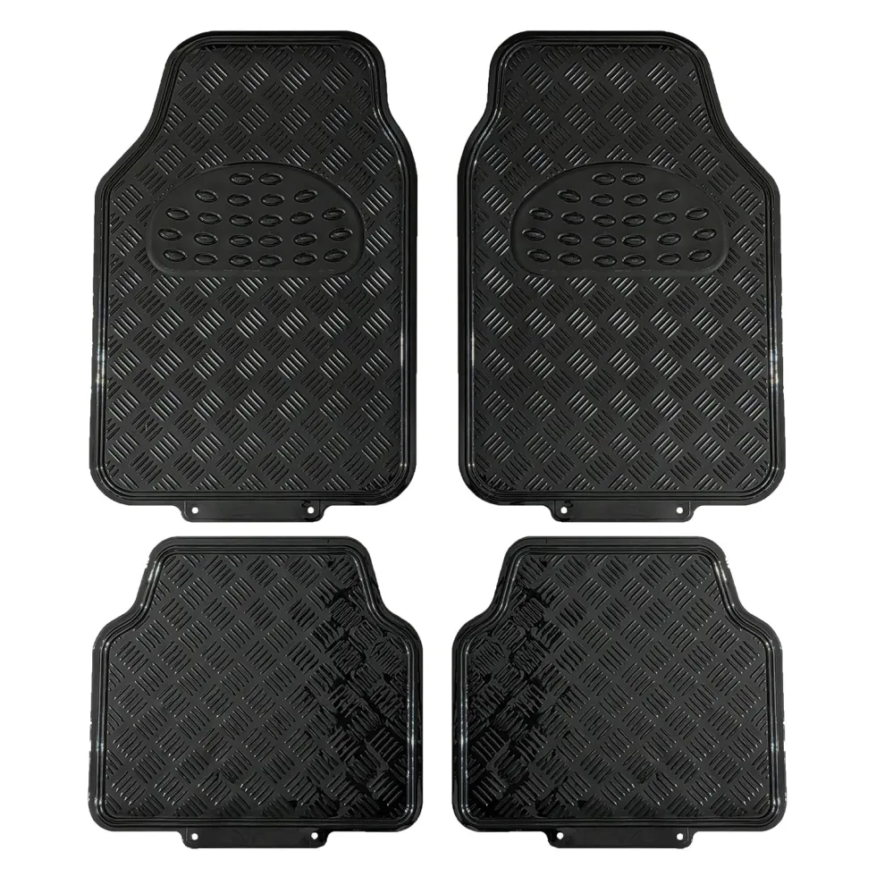 Tappetini Auto Universali in Pvc e alluminio Nero set 4 pezzi
