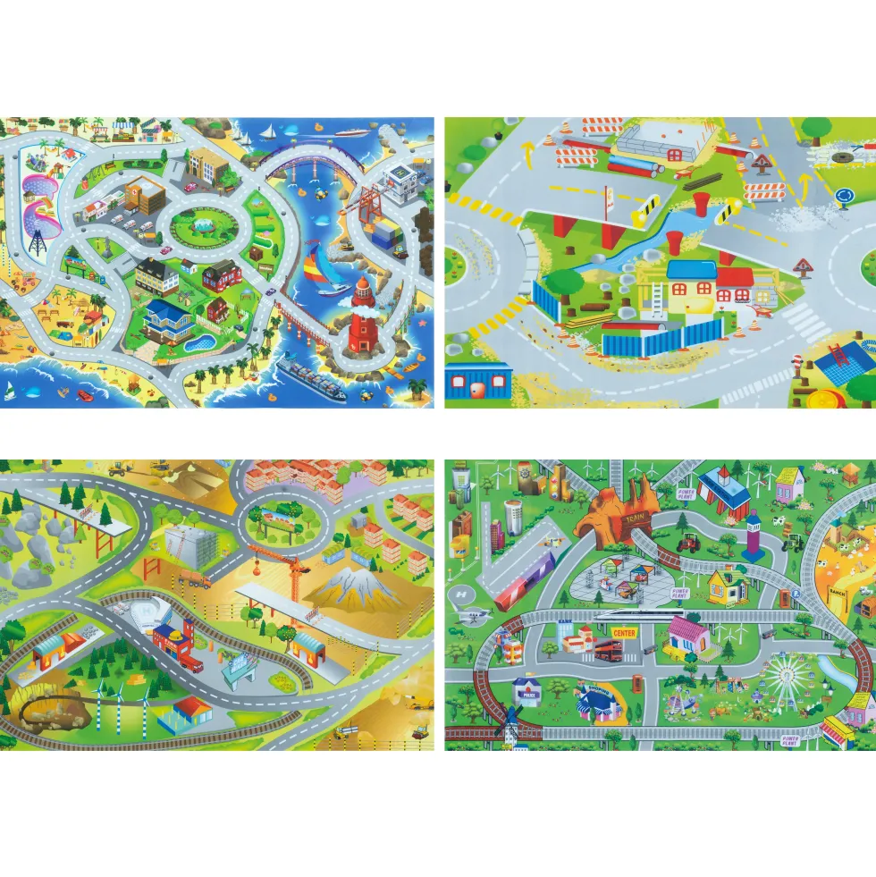 Tappeto Gioco con 4 automobiline e accessori 120x80 cm