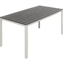 Tavolo da giardino in acciaio Bianco con Doghe Effetto Legno Antracite