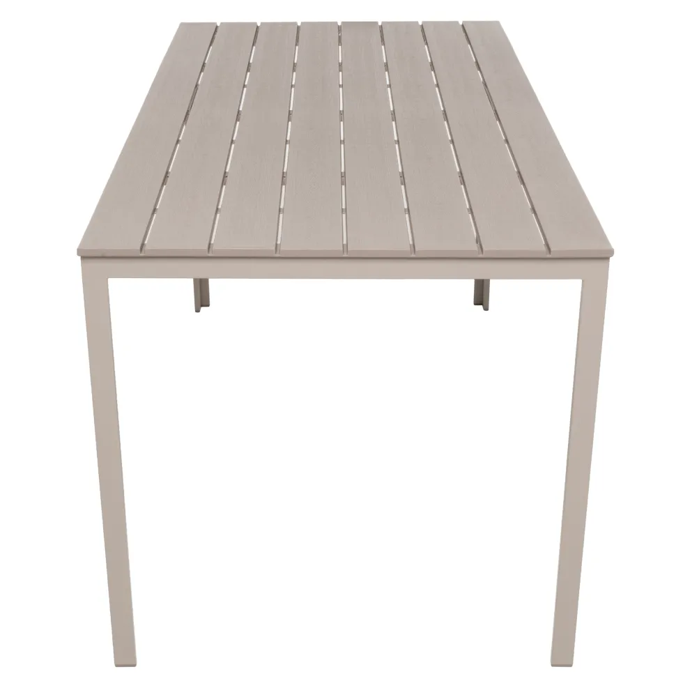 Tavolo da giardino in acciaio Beige con Doghe Effetto Legno Tortora