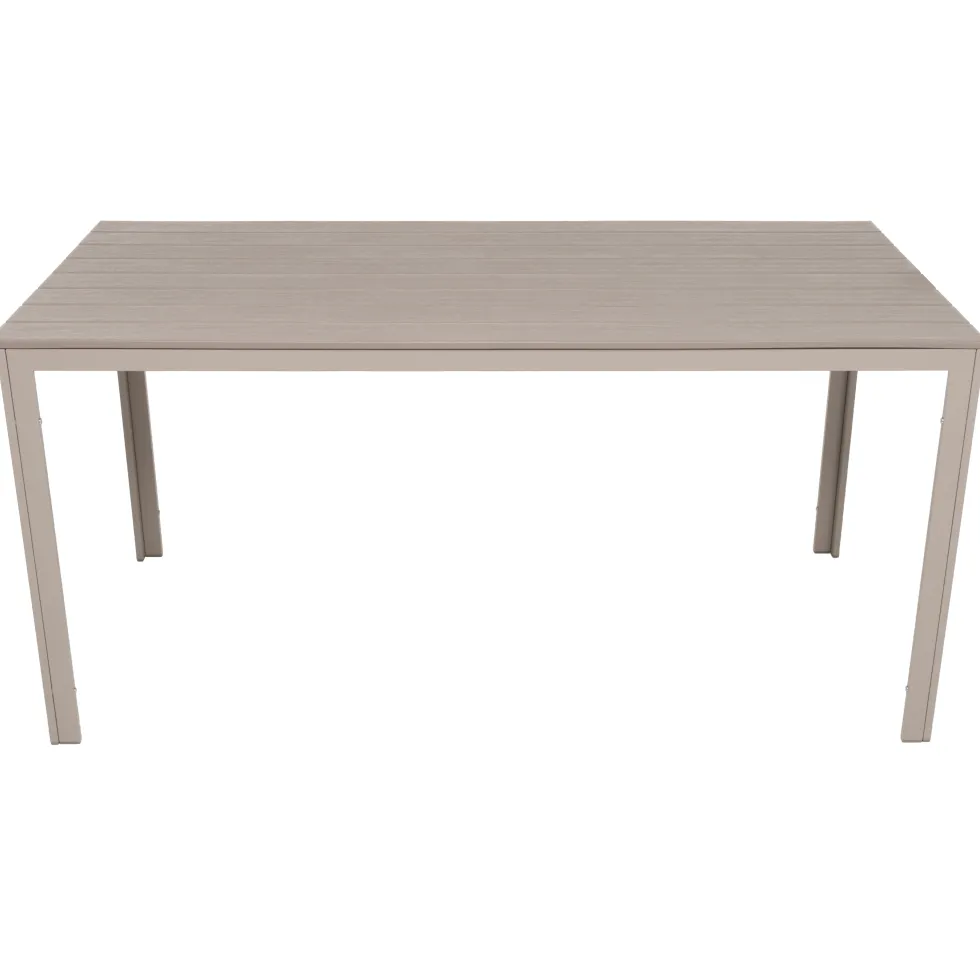 Tavolo da giardino in acciaio Beige con Doghe Effetto Legno Tortora
