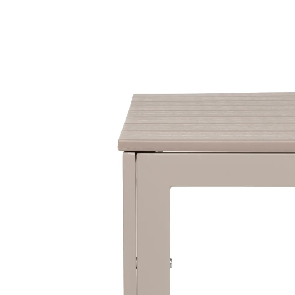 Tavolo da giardino in acciaio Beige con Doghe Effetto Legno Tortora