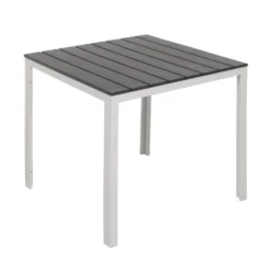 Tavolo da giardino in acciaio Bianco con Doghe Effetto Legno Antracite