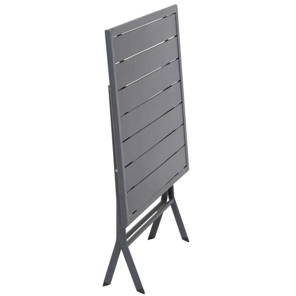 Tavolo da giardino pieghevole Quadrato in acciaio Grigio 60x60 cm