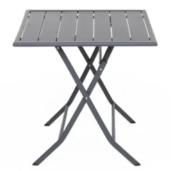 Tavolo da giardino pieghevole Quadrato in acciaio Grigio 60x60 cm
