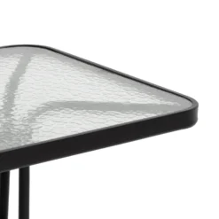 Tavolo da giardino Quadrato nero con top in vetro