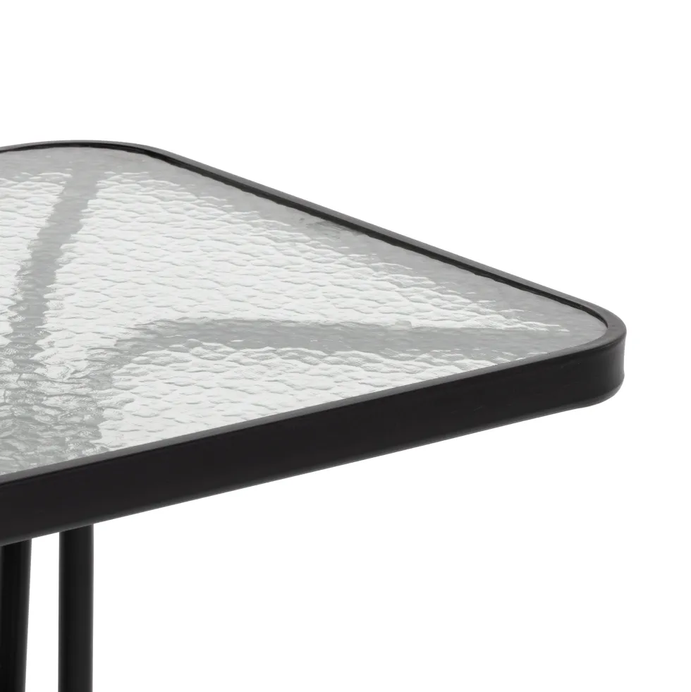 Tavolo da giardino Quadrato nero con top in vetro