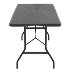 Tavolo da giardino Richiudibile Grigio con finitura effetto Rattan