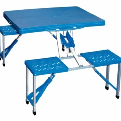 Tavolo da Pic-nic con panche integrate 4 posti Blu richiudibile a valigetta