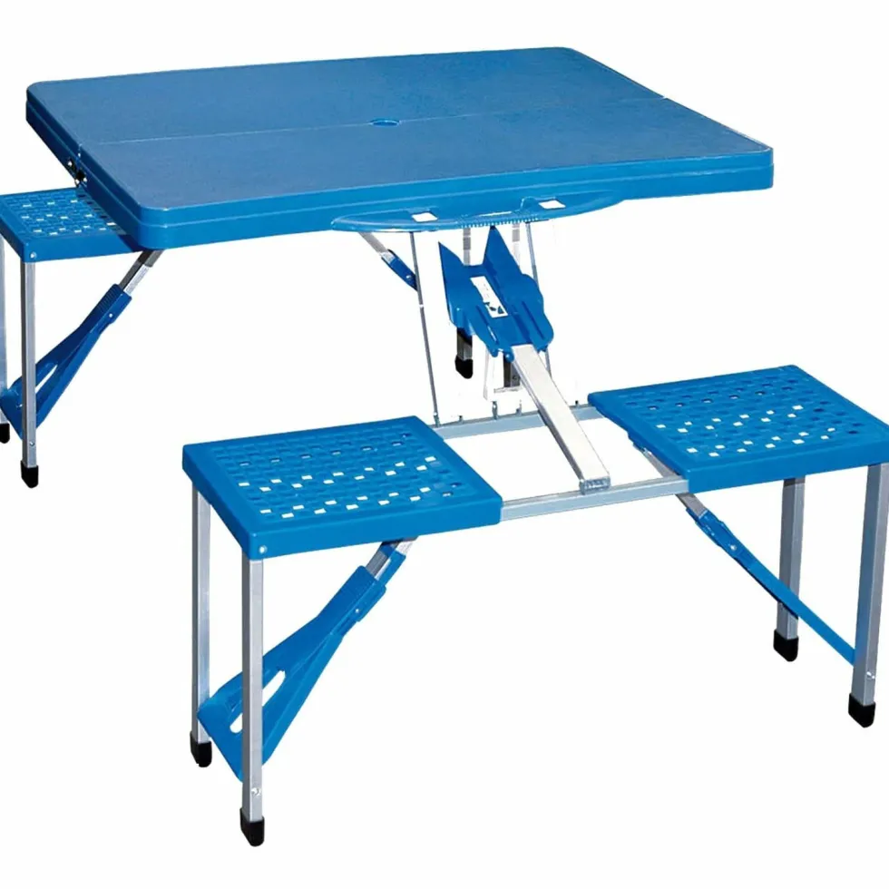Tavolo da Pic-nic con panche integrate 4 posti Blu richiudibile a valigetta