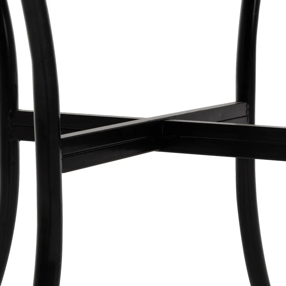 Tavolo Tondo in metallo nero con top maioliche