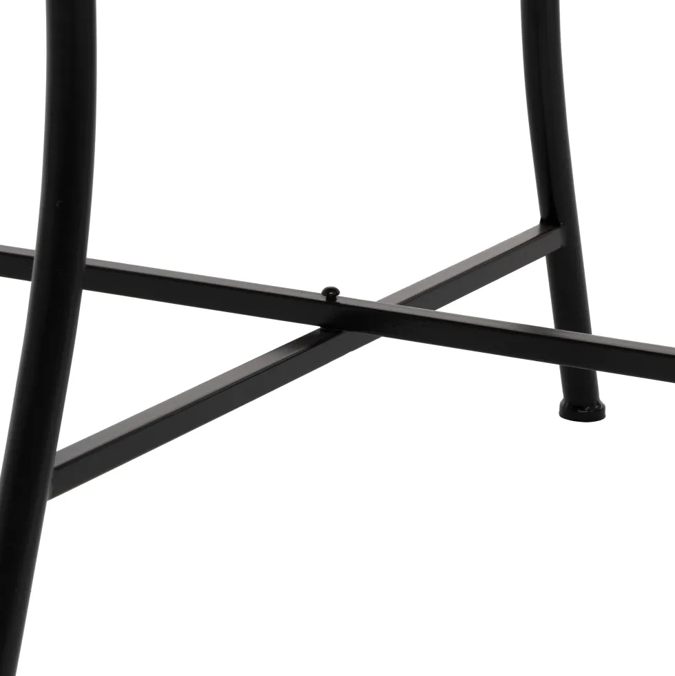 Tavolo Tondo in metallo nero con top maioliche Blu