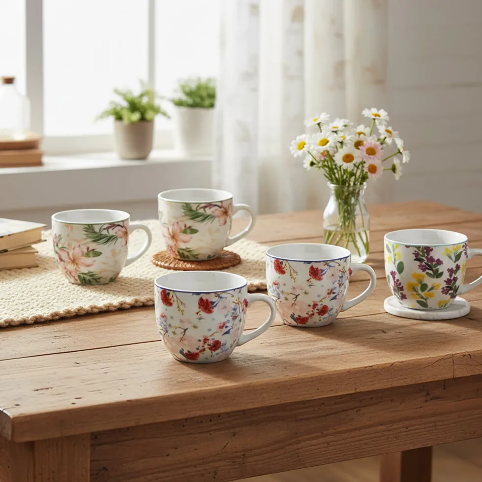 Tazzine da caffè in Porcellana Decorata Multicolor 9 cl