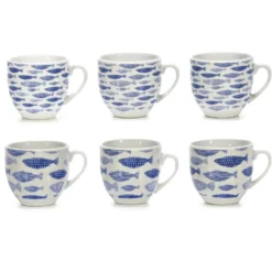 Tazzine da caffè in Porcellana Decoro Marino Blu 9 cl