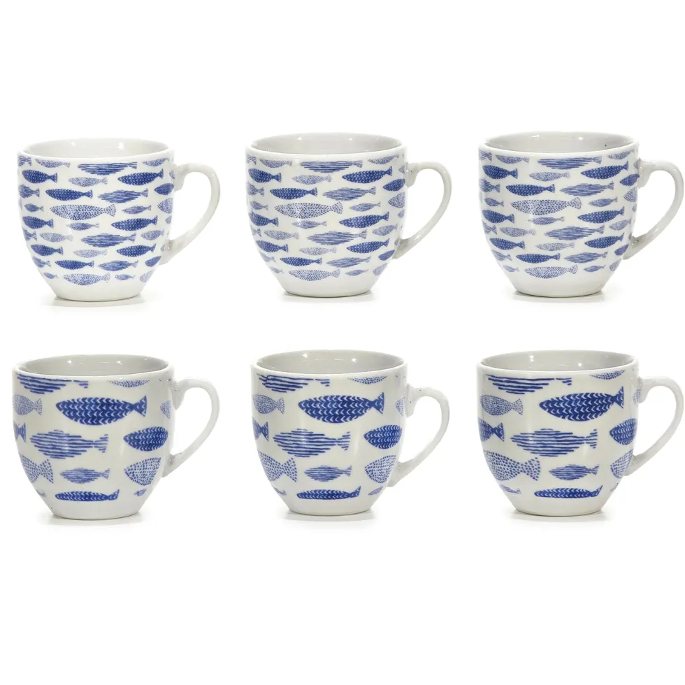 Tazzine da caffè in Porcellana Decoro Marino Blu 9 cl