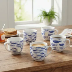 Tazzine da caffè in Porcellana Decoro Marino Blu 9 cl