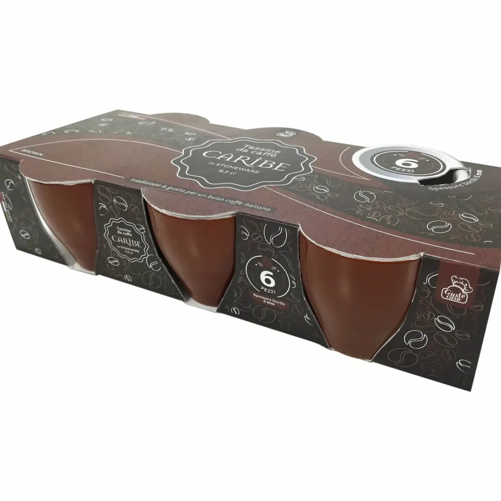 Tazzine da caffè in stoneware marrone Linea Caribe