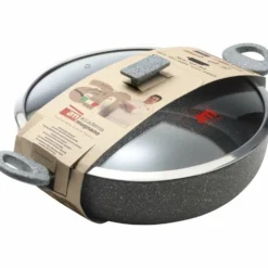 Tegame antiaderente 2 maniglie con coperchio in vetro Regina di pietra Induction diametro 32 cm