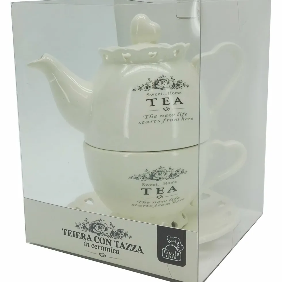 Teiera con tazza in ceramica