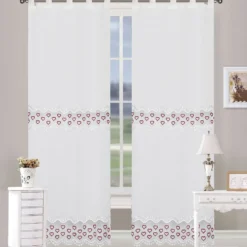 Tenda Agata con ricamo coppia 2 pezzi