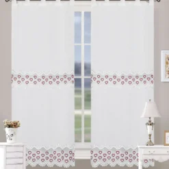 Tenda Agata con ricamo coppia 2 pezzi 70x150 cm