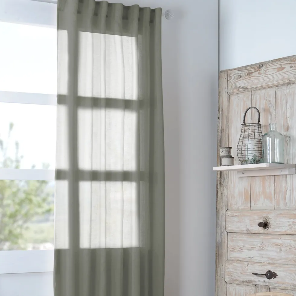 Tenda Madrid Voile Verde Kaki Linea Lovely Casa 140x280 cm