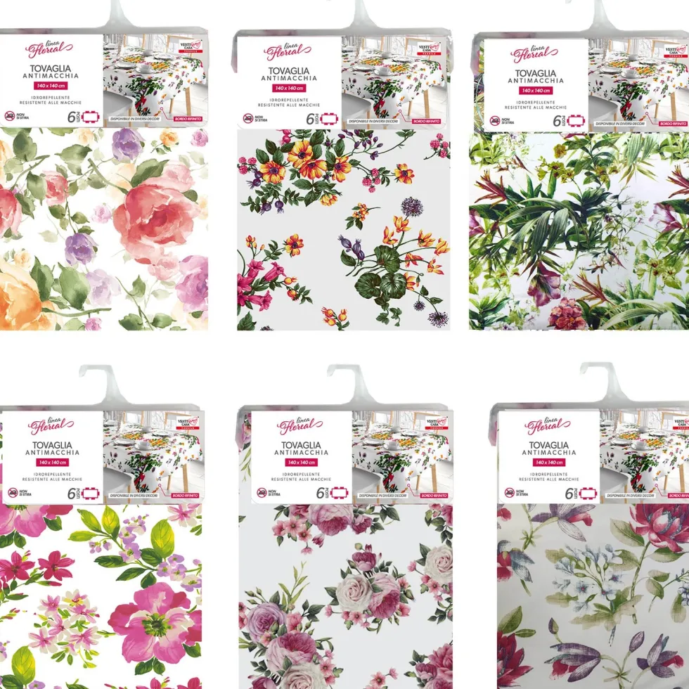 Tovaglia antimacchia Linea Flowers 6 posti
