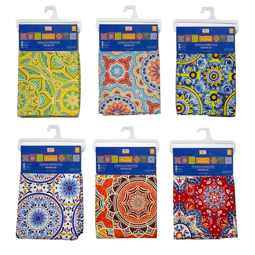 Tovaglia Antimacchia Linea Mandala 10 Posti 140x300 cm