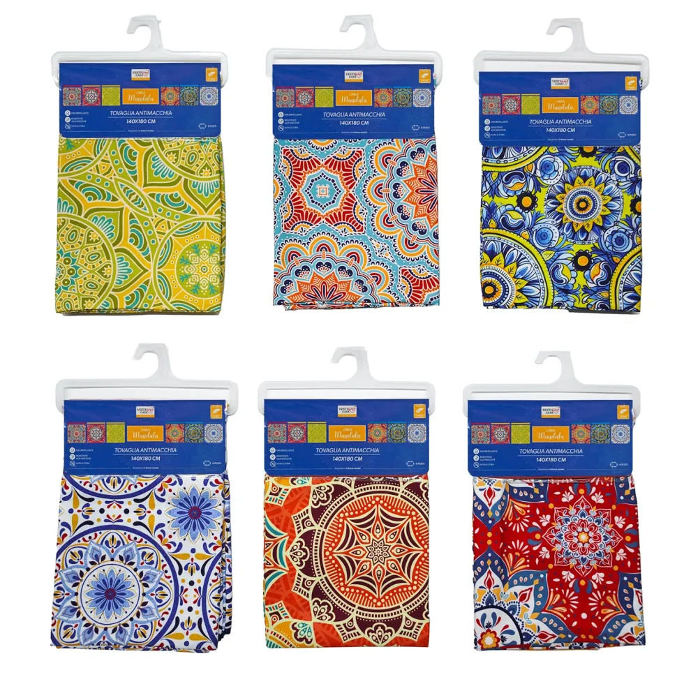 Tovaglia Antimacchia Linea Mandala 6 Posti 140x180 cm