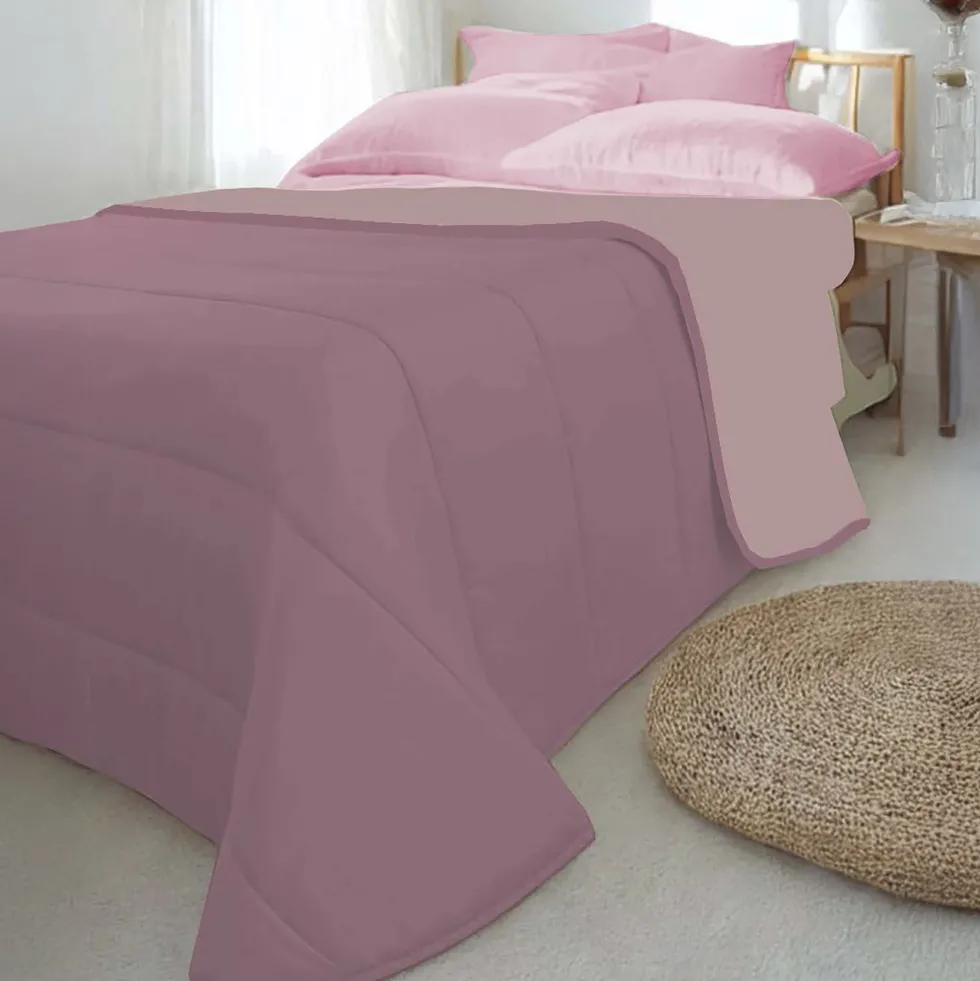 Trapunta Letto Singolo Bicolor Style Malva e Cipria 150x240 cm