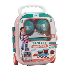 Trolley Mini Chef 2 in 1 Cucina Portatile 13 Pezzi