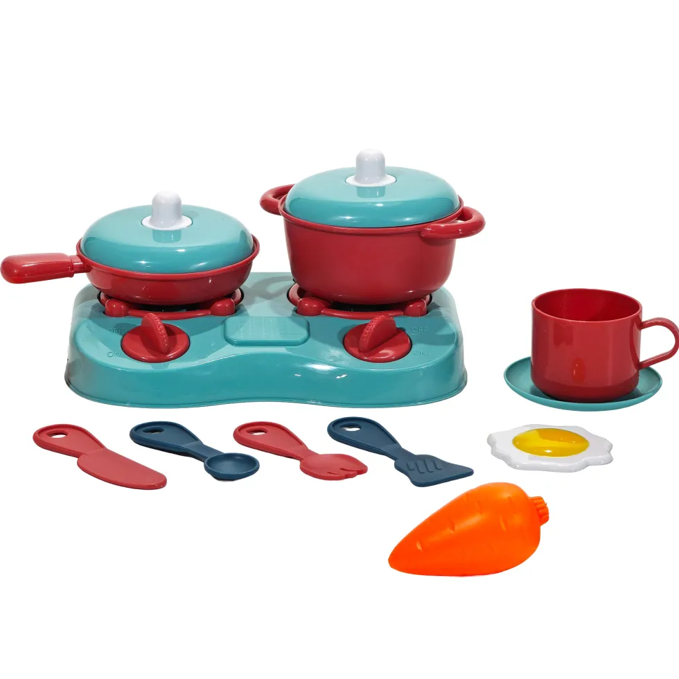 Trolley Mini Chef 2 in 1 Cucina Portatile 13 Pezzi