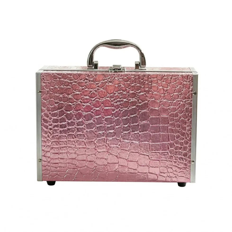 Valigetta Make-Up 46 Pezzi Effetto Coccodrillo Rosa