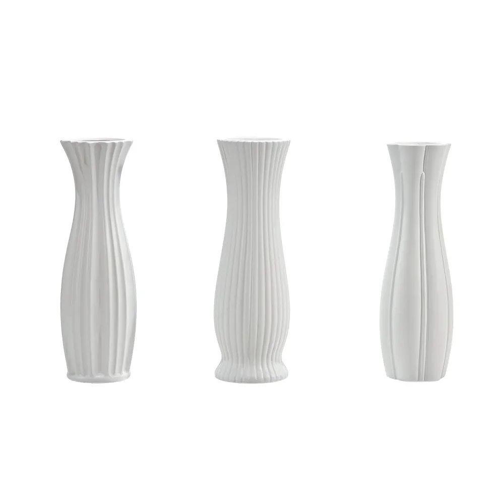 Vaso Decorativo in Argilla Bianco h45 cm diametro 14 cm