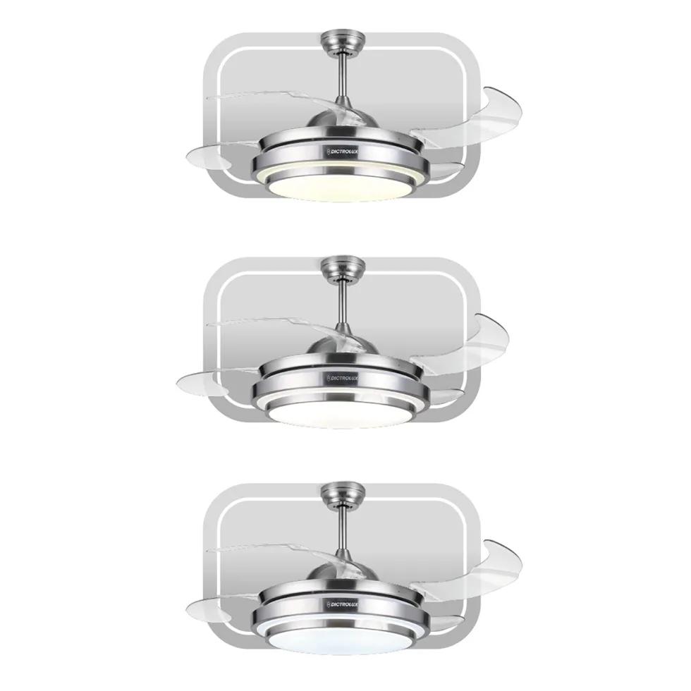 Ventilatore da Soffitto con Plafoniera LED e Pale Retrattili Aura Fan