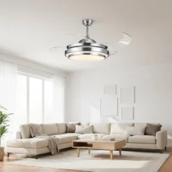 Ventilatore da Soffitto con Plafoniera LED e Pale Retrattili Aura Fan