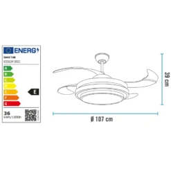 Ventilatore da Soffitto con Plafoniera LED e Pale Retrattili Aura Fan